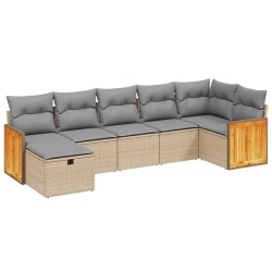 Salon de jardin avec coussins 7pcs mélange beige résine tressée 