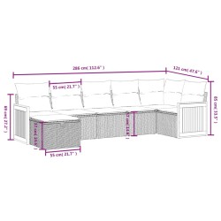 Salon de jardin avec coussins 7pcs mélange beige résine tressée 