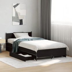 Cadre de lit avec tiroirs sans matelas noir 75x190 cm 