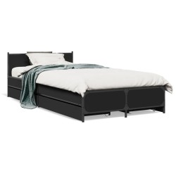 Cadre de lit avec tiroirs sans matelas noir 75x190 cm 