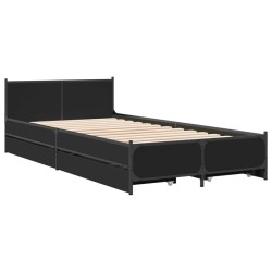 Cadre de lit avec tiroirs sans matelas noir 75x190 cm 