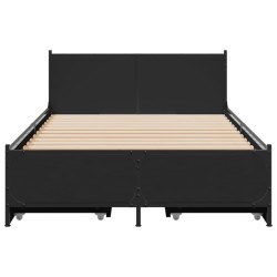 Cadre de lit avec tiroirs sans matelas noir 75x190 cm 