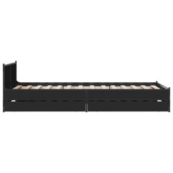Cadre de lit avec tiroirs sans matelas noir 75x190 cm 