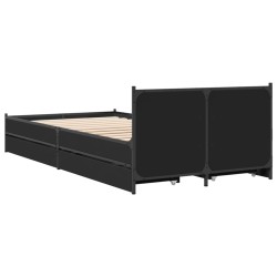Cadre de lit avec tiroirs sans matelas noir 75x190 cm 