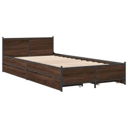 Cadre de lit avec tiroirs sans matelas chêne marron 75x190 cm 