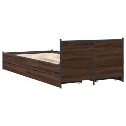 Cadre de lit avec tiroirs sans matelas chêne marron 75x190 cm 
