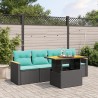 Salon de jardin 5 pcs avec coussins noir résine tressée 