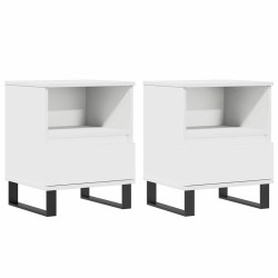 Tables de chevet 2 pcs blanc 40x35x50 cm bois d’ingénierie 