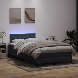 Sommier à lattes de lit et matelas gris foncé 120x210cm velours 