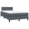 Sommier à lattes de lit et matelas gris foncé 120x210cm velours 