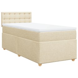 Sommier à lattes de lit et matelas Crème 90x190 cm Tissu 