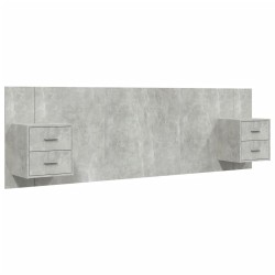 Tête de lit avec armoires Gris béton Bois d'ingénierie 