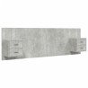 Tête de lit avec armoires Gris béton Bois d'ingénierie 