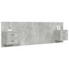 Tête de lit avec armoires Gris béton Bois d'ingénierie 