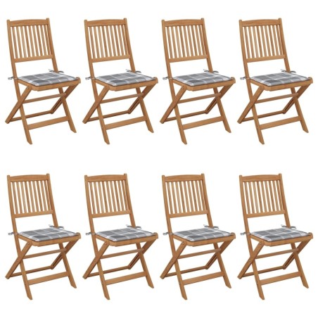 Chaises pliables de jardin lot de 8 avec coussins Bois d'acacia 