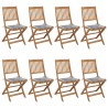 Chaises pliables de jardin lot de 8 avec coussins Bois d'acacia 
