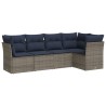 Salon de jardin 5 pcs avec coussins gris résine tressée 