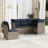 Salon de jardin 5 pcs avec coussins gris résine tressée 