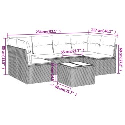 Salon de jardin avec coussins 7 pcs beige résine tressée 