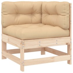 Canapé d'angle avec coussins bois de pin solide 