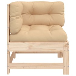 Canapé d'angle avec coussins bois de pin solide 
