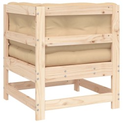 Canapé d'angle avec coussins bois de pin solide 