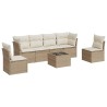 Salon de jardin avec coussins 7 pcs beige résine tressée 