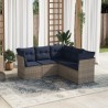 Salon de jardin 5 pcs avec coussins gris résine tressée 