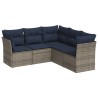 Salon de jardin 5 pcs avec coussins gris résine tressée 