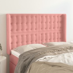 Tête de lit avec oreilles Rose 147x16x118/128 cm Velours 