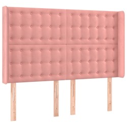 Tête de lit avec oreilles Rose 147x16x118/128 cm Velours 