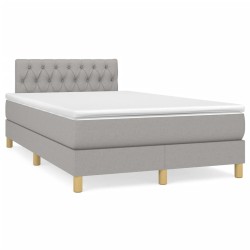 Sommier à lattes de lit matelas LED gris clair 120x190 cm tissu 