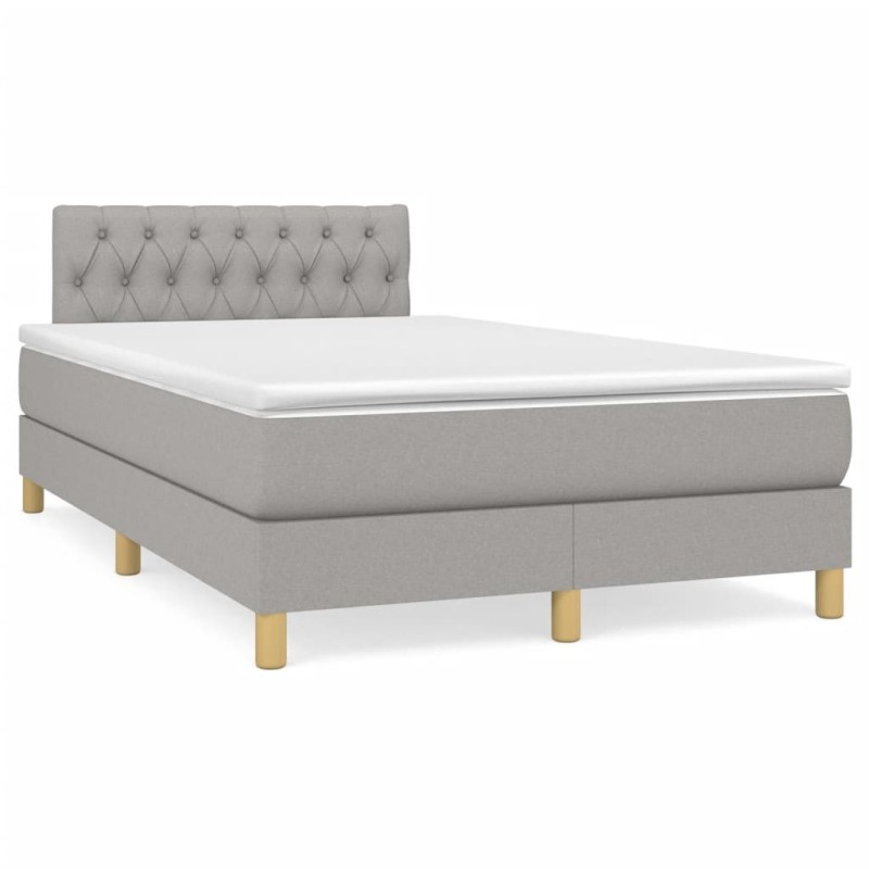 Sommier à lattes de lit matelas LED gris clair 120x190 cm tissu 