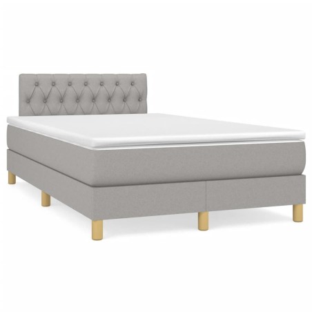 Sommier à lattes de lit matelas LED gris clair 120x190 cm tissu 