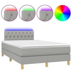 Sommier à lattes de lit matelas LED gris clair 120x190 cm tissu 