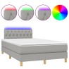 Sommier à lattes de lit matelas LED gris clair 120x190 cm tissu 