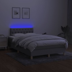 Sommier à lattes de lit matelas LED gris clair 120x190 cm tissu 