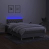 Sommier à lattes de lit matelas LED gris clair 120x190 cm tissu 