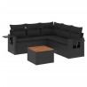 Salon de jardin 6 pcs avec coussins noir résine tressée 