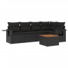 Salon de jardin 6 pcs avec coussins noir résine tressée 