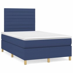 Sommier à lattes de lit avec matelas bleu 120x190 cm tissu 