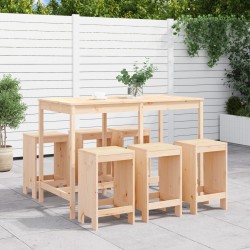 Ensemble de bar de jardin 7 pcs Bois de pin massif 