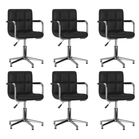 Chaises pivotantes à manger lot de 6 noir similicuir 