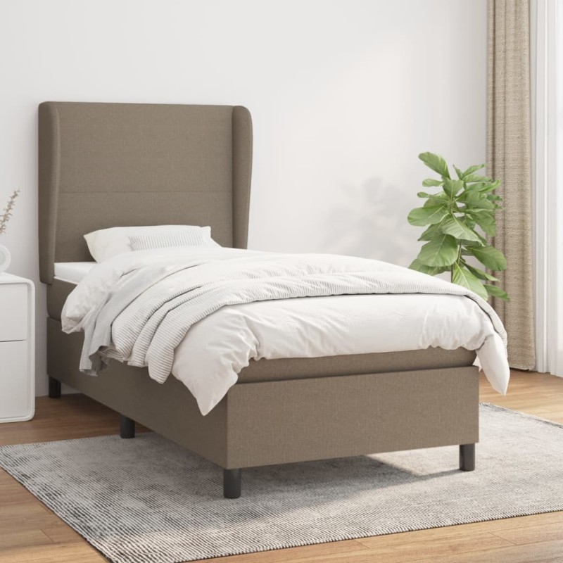 Sommier à lattes de lit avec matelas Taupe 90x190 cm Tissu 