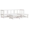 Salon de jardin 5 pcs avec coussins blanc bois massif 