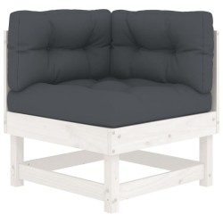 Salon de jardin 5 pcs avec coussins blanc bois massif 