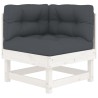 Salon de jardin 5 pcs avec coussins blanc bois massif 