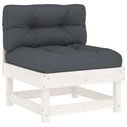 Salon de jardin 5 pcs avec coussins blanc bois massif 
