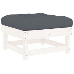 Salon de jardin 5 pcs avec coussins blanc bois massif 