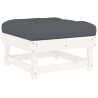 Salon de jardin 5 pcs avec coussins blanc bois massif 